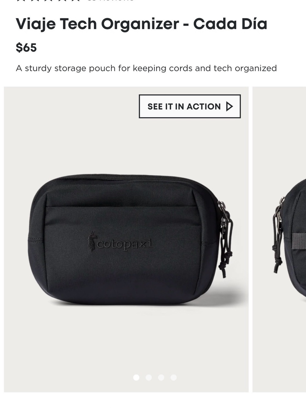 Cotopaxi Black Tech Organizer Pouch
